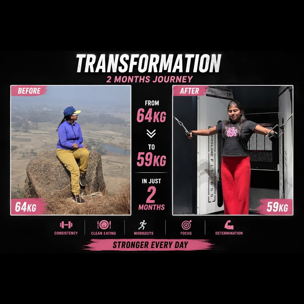 2 months journey transformation: 64kg to 59kg